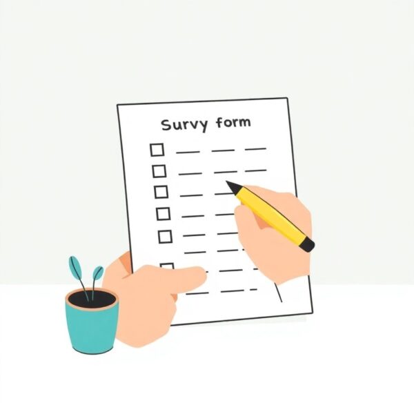 Filling out a survey form